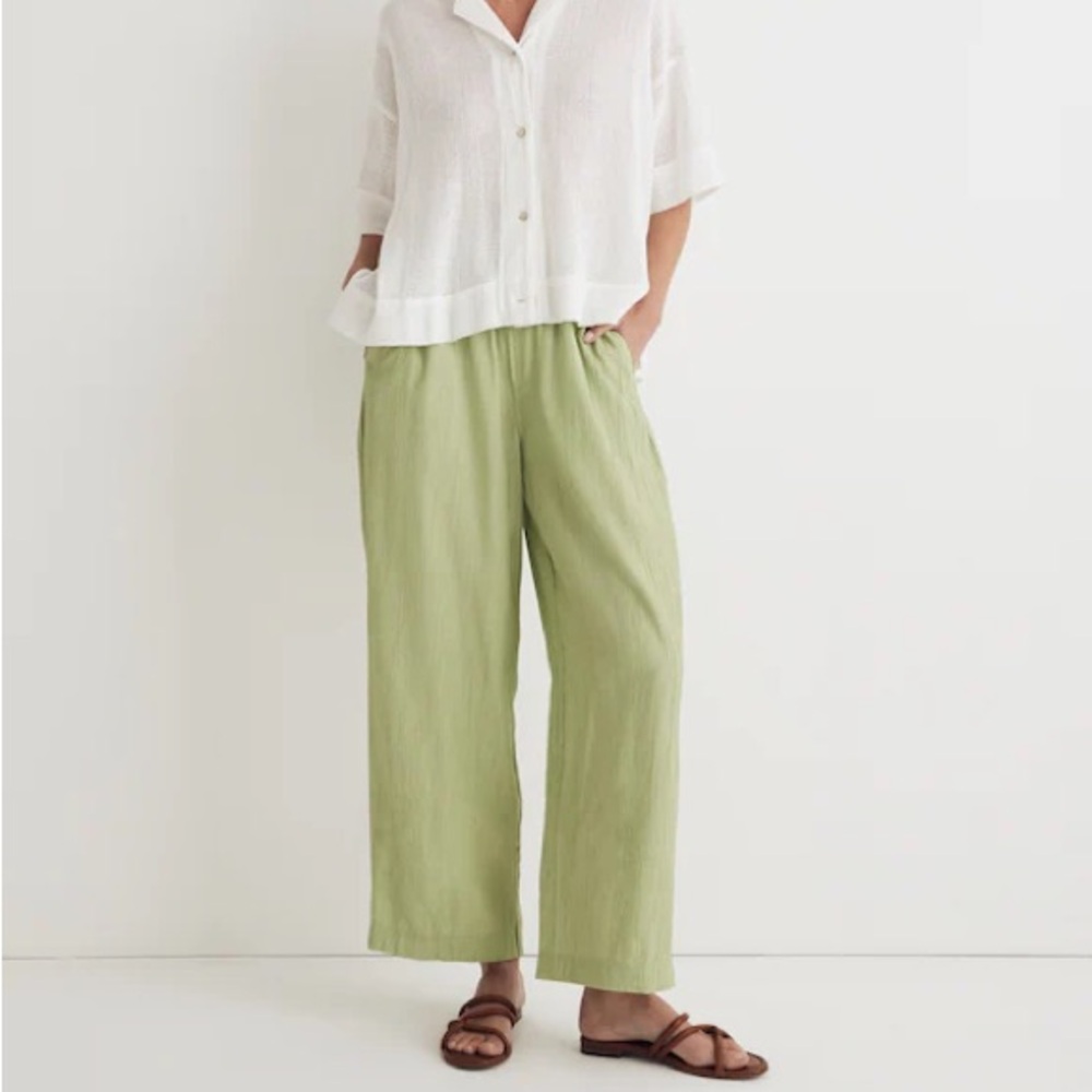 Madewell Crinkled Crepe Straight-Leg Crop Pants